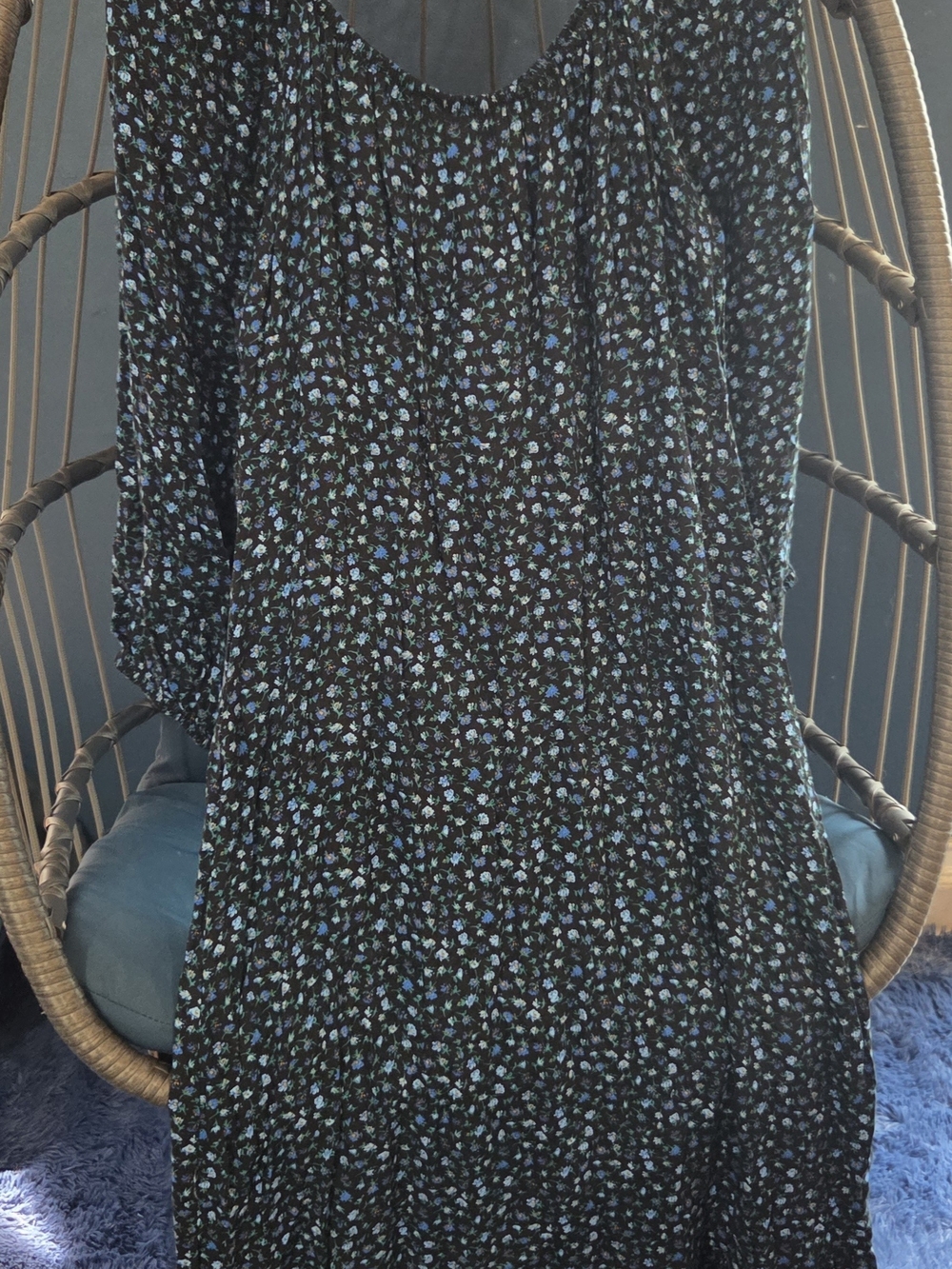 wild fable Black Maxi Dress with Blue Floral Print - Picture 2 of 3